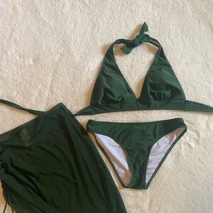 Cupshe Dark Green Bikini 3 piece set